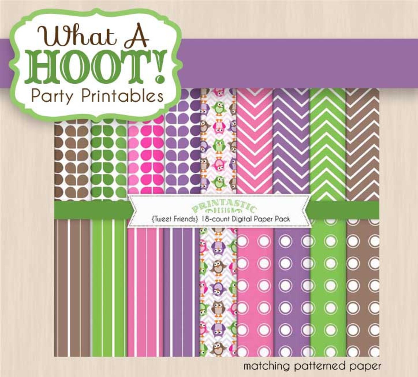 BABY OWL Shower Printable Package in Purple & Pink Instant Etsy