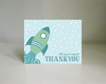 ROCKET Thank You Card in Seafoam Green- Instant Printable Download