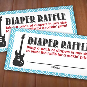 Turquoise Raffle Ticket GUITAR Diaper Raffle Ticket in Red and Turquoise Aqua Blue - Etsy