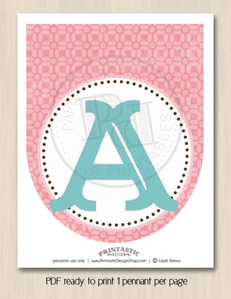 DIY BANNER in Coral and Teal Instant Printable Download image 2