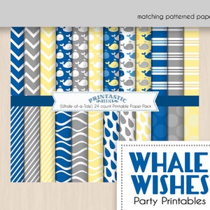 WHALE WISHES Birthday Printable Package Instant Download image 4