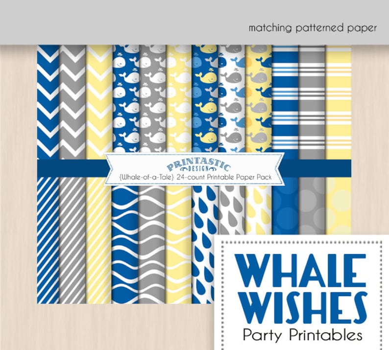 WHALE WISHES Birthday Printable Package Instant Download image 4