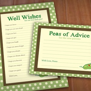 PEA POD advieskaarten voor babyshower - direct afdrukbare download