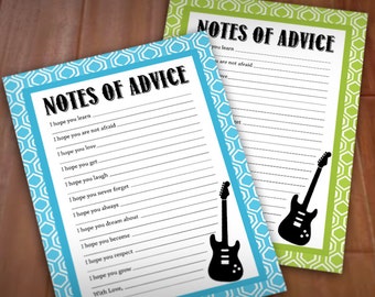 Biglietti per consigli su chitarra per baby shower in verde lime e blu acqua turchese - Download stampabile istantaneo
