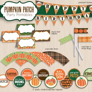 PUMPKIN BIRTHDAY Party Printable Package Instant Download image 1