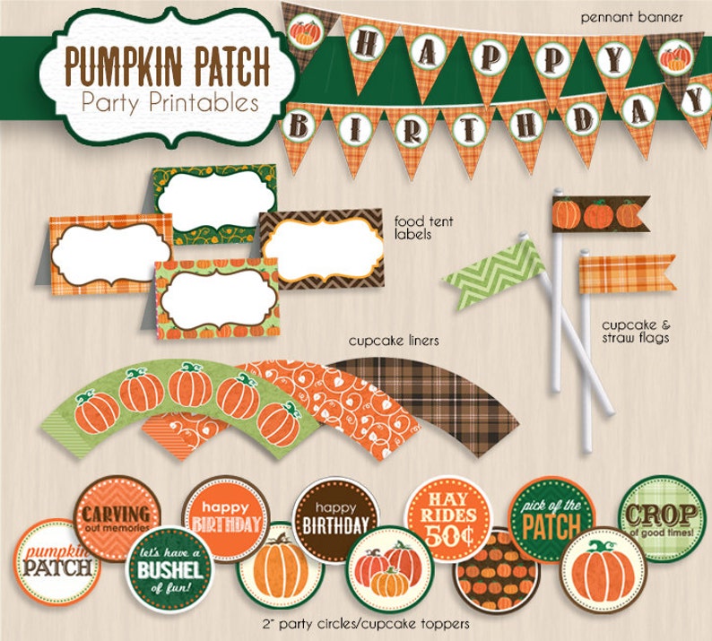 PUMPKIN BIRTHDAY Party Printable Package Instant Download image 1