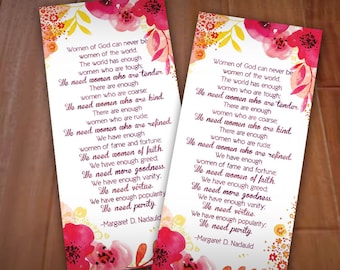JOY OF WOMANHOOD bookmark from Margaret D Nadauld- Instant Printable Download