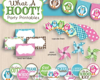 BABY OWL Shower Printable Package in Pink & Teal- Instant Download