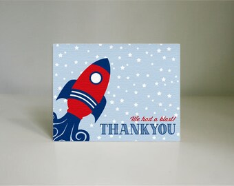 ROCKET Thank You Card in Navy and Red- Instant Printable Download