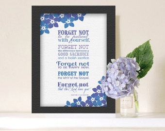 FORGET ME NOT Subway Printable from President Uchtdorf- Instant Download