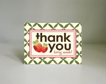 STRAWBERRY Thank You Card- Instant Printable Download