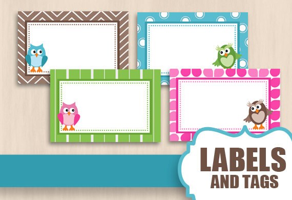 Owl Blank Labels And s In Pink And Teal Instant Printable Etsy Owl Blank Labels And s In Pink And Teal Instant Printable Etsy