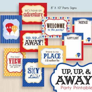 HOT AIR BALLOON Baby Shower Printable Package in Red and Navy Blue Instant Editable Download image 3