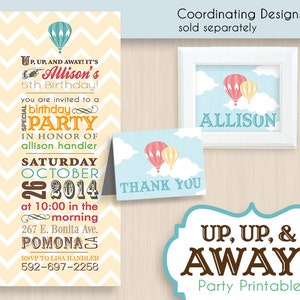 HOT AIR BALLOON Birthday Party Printable Package in Vintage Rainbow Editable Instant Download image 5