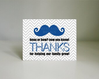 BOY MUSTACHE Thank You Card- Instant Printable Download