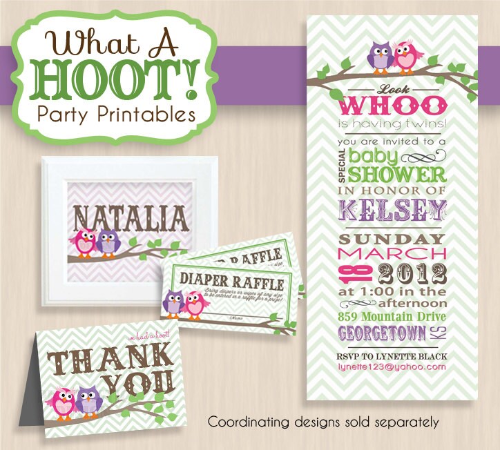 OWL Thank You Card in Purple &amp; Pink Instant Printable | Etsy
