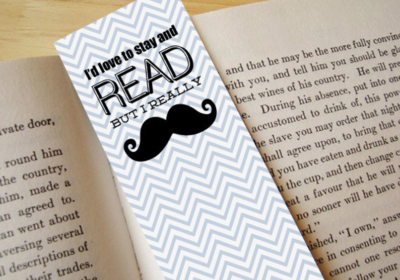 mustache printable bookmark instant download etsy