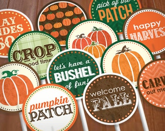 PUMPKIN PARTY Toppers cupcake e cerchi per feste - Download stampabile istantaneo