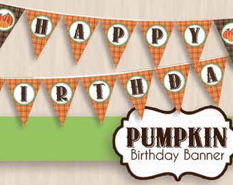 Banner festa di compleanno di zucca - Download stampabile istantaneo