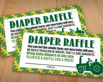 TRACTOR Raffle Ticket in Green and Yellow- Instant Printable Download