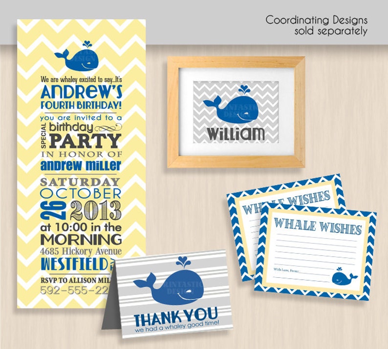 WHALE WISHES Birthday Printable Package Instant Download image 5