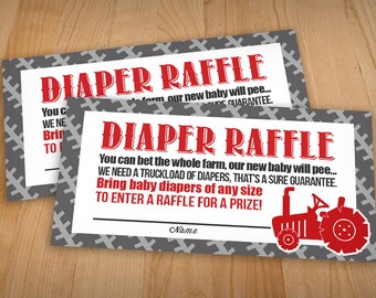 TRACTOR Raffle Ticket in Red and Gray- Instant Printable Download