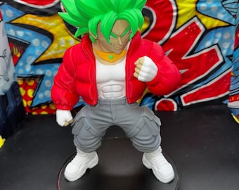 Broly Inspired Chibi Figurine (Green Hair) – 3D Printed Collectible