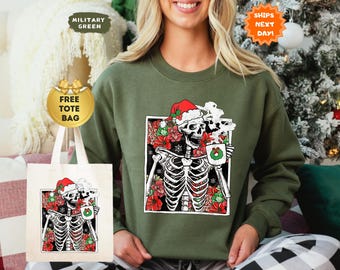 Dead Inside Skeleton Christmas Sweatshirt, Merry Christmas Hoodie, Sarcastic Christmas Coffee Sweater, Coffee Lover Christmas Gift,Fall Gift