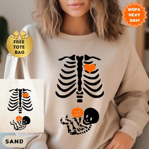 Skeleton Halloween Maternity Sweatshirt, Fall New Mom Sweater, Funny Pregnancy Announcement Shirt 2025, Pregnant Women Costume, Mommy to Be