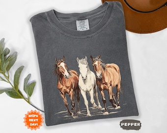 Comfort Colors® Western Horses Shirt, Cute Western Horses Shirt, Trendy Western Shirt, Horse Lovers Holiday Gift, Cute Women Gift