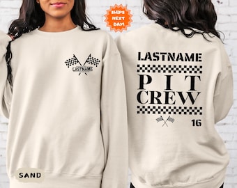 Custom Racing Sweatshirt,  Matching Family Personalized Last Name Racing Sweatshirt, Motocross Hoodie, Funny Pit Crew Outfit, Motomom Gift
