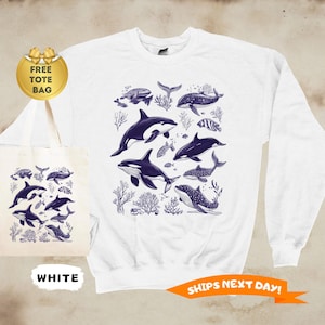 Sea Animals Vintage Sweatshirt, Retro Ocean Hoodie, Cozy Warm Unisex Sweatshirt, Cute Sea Creatures Sweater, Ocean Gifts, Ocean Lovers