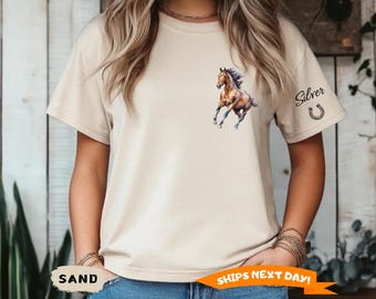 Custom Horse Shirt, Personalized Horse Tshirt, Custom Horse Name T Shirt For Horse Owner, Customized Equestrian Horse Gift, Horse Lover Gift