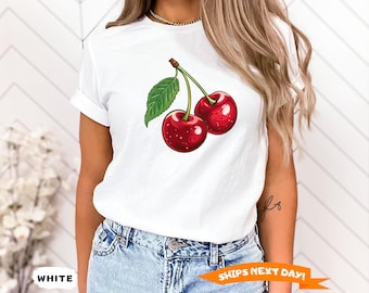 Cherry T-Shirt, Retro Cherry Shirt, Cherry Shirt, Fruit Shirt, Food Lover Gift, Summer Shirt, Cherry Lover Gift,  Cherry Tee, Gift For Woman