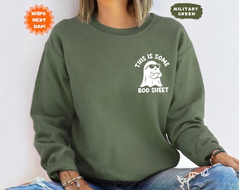 This Is Some Boo Sheet Sweatshirt, Cute Spooky Hoodie, Womens Ghost Sweater, Funny Halloween Party Gift, Halloween Sweatshirt, Spooky Season