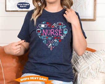Nurse Love Shirt, Cute Nurse Shirts, Nurse T-Shirt, Nurse Appreciation Gift, Nurses Week Gift, Nurse Gift Idea
