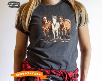 Western Horses Shirt, Horse Lovers Shirt, Cute Women Western Gift,  Cute Western Horses, Cute Cowgirl Gift