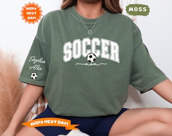 Comfort Colors® Custom Soccer Mom Shirt, Personalized Soccer Mom Shirt, Soccer Game Day Shirt, Soccer Mom Gift, Mothers Day Gift