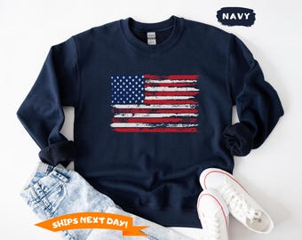 American Flag Sweatshirt,  4th of July Sweatshirt, Lace Up Hoodie, Retro USA Sweatshirt, USA Flag Top, Veteran, Hoodie, Patriotic Clothing