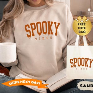 Spooky Vibes Sweatshirt, Halloween Vintage Sweatshirt ,Halloween Retro Hoodie, Funny Halloween Sweater, Spooky Vibes Hoodie, Halloween Gift