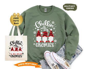 Hanging With My Gnomies Funny Christmas Sweatshirt, Funny Christmas Hoodie, Christmas Gnomies Sweater,Xmas Family Hoodie,Cute Christmas Gift