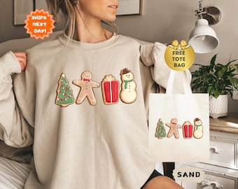 Cute Gingerbread Cookies Sweatshirt, Cute Christmas Cookies Sweatshirt, Merry Christmas Sweatshirt, Womens Christmas, Holiday Sweater