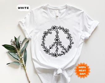 Peace Flower Shirt, Peace Symbol Shirt, Peace Sign Shirt, Peace T-shirt, Peace Shirt, Hippie Shirt, Peace Symbol, Peace Gifts, Peace Tee