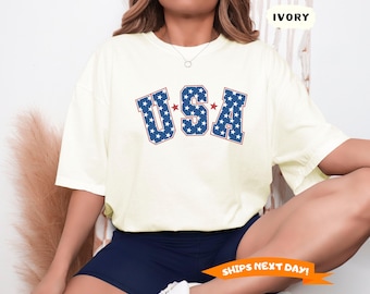 Comfort Colors® Retro Star USA Graphic Tee, 4th of July Graphic Tee, Star American Graphic Tee, Retro USA Shirt, Independence Day Shirt