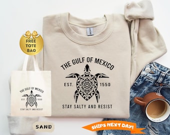 Gulf of Mexico Stay Salty Resistance Sweatshirt, Resist Hoodie, Anti Trump Sweatshirt, Democrat Gift, Gulf Coast Sweatshirt, Political Gift