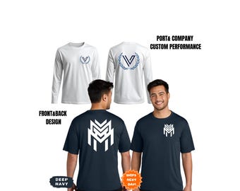 Performance Port & Company Custom Tee, Front - Back Logo Shirt, Personalized Long Sleeve Sport Tee, Custom Team Uniform, Business Event Tee