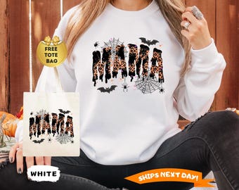 Halloween Mama Sweatshirt, Mama Leopard Halloween Hoodie, Spooky Season Sweatshirt, Funny Halloween Mama Sweatshirt, Halloween Gift for Mom