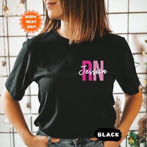 Custom Registered Nurse T-Shirt With Name, Custom Nurse Shirt, Personalized RN Pocket T Shirt, Registered Nurse Shirt, Nurse Gift Shirt