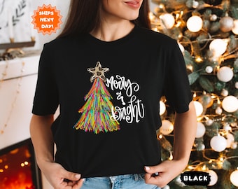 Merry And Bright Shirt, Merry Christmas Shirt, Christmas Tree Shirt, Christmas Tree, Christmas Couple Shirt, Christmas Shirt, Christmas Gift