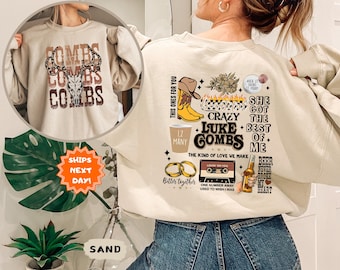 Combs Bullhead Sweatshirt & Hoodie, Luke Combs World Tour 2025, Two Side Country Music Sweatshirt,  Cowboy Combs, Luke Combs Fan,Cowgirl Tee